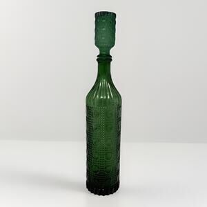 Vintage Italian Green Ravioli Genie Glass Decanter/Tapered Bottle w Stopper